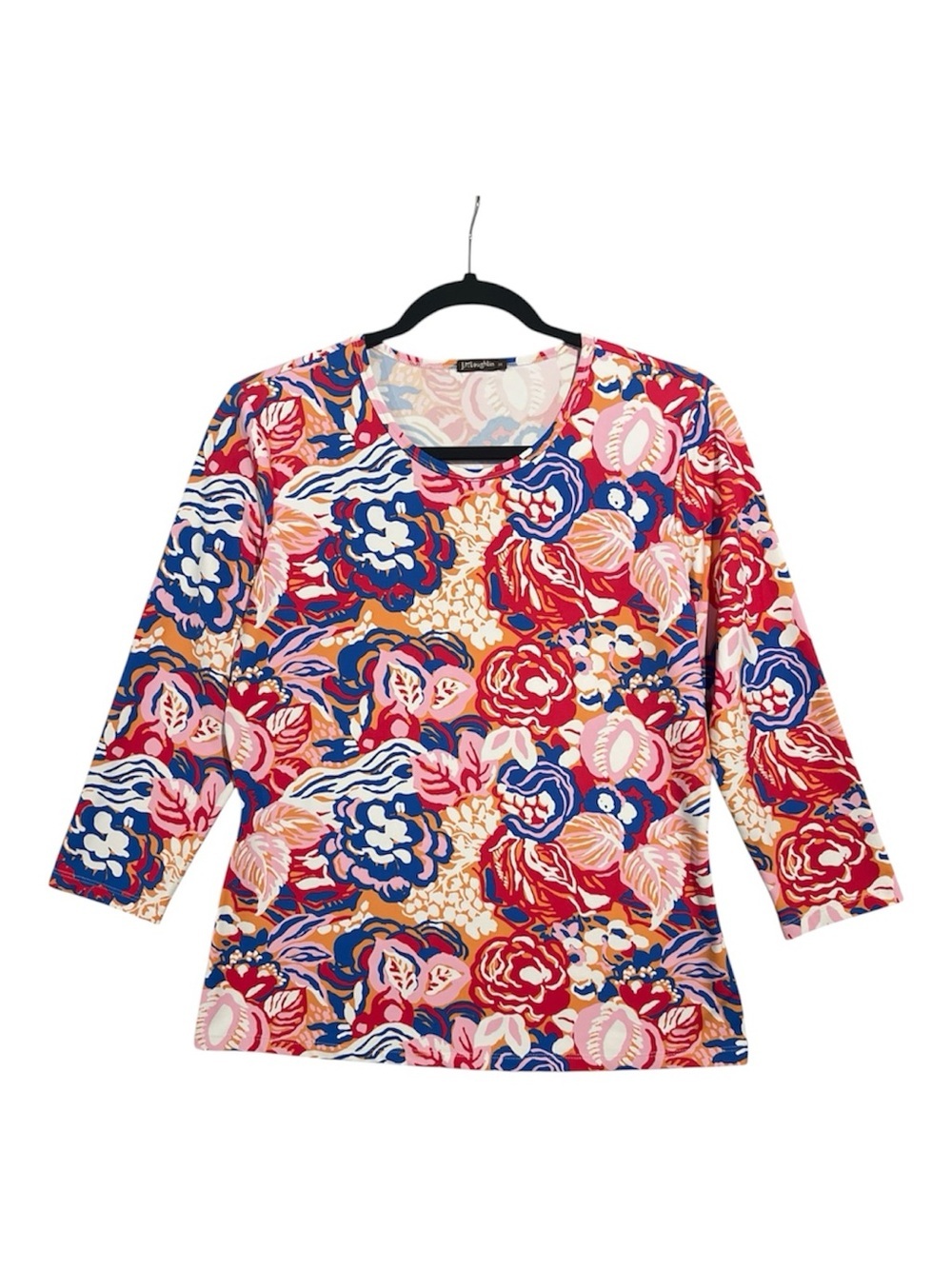 J. McLaughlin Signature Tee Catalina Cloth Women’s Medium Pink Floral 3/4 Sleeve